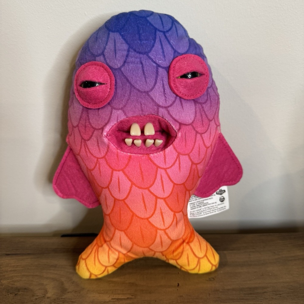 Fuggler Neon Ombre Fish Plush Weirdcore Creepy‎ Cute Monster 10" New WOB